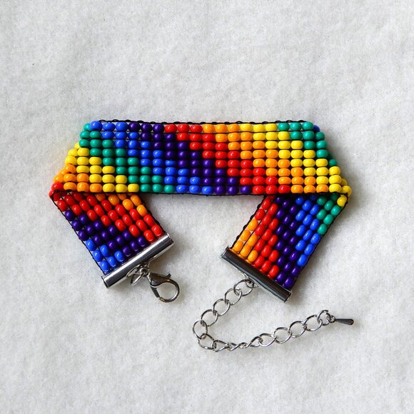 Pride rainbow bead bracelet, handmade, adjustable, 30% to charity - Picture 1 of 5